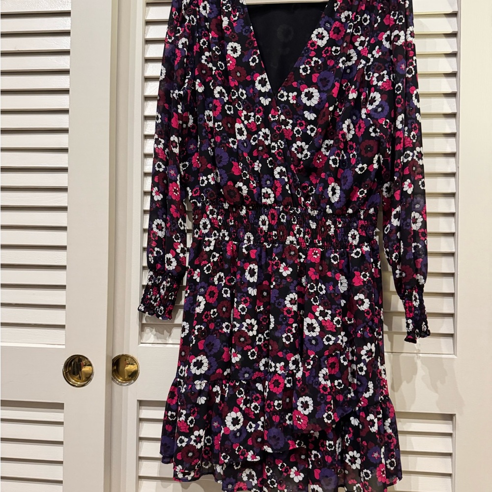 Michael Kors Black and Purple Floral Dress